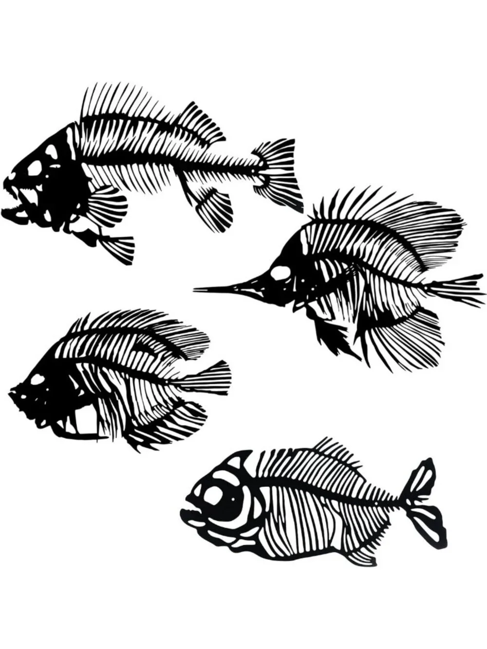 Nautical Metal Fish Wall Art Set - Rustic Black Hanging Decor for Home & Office